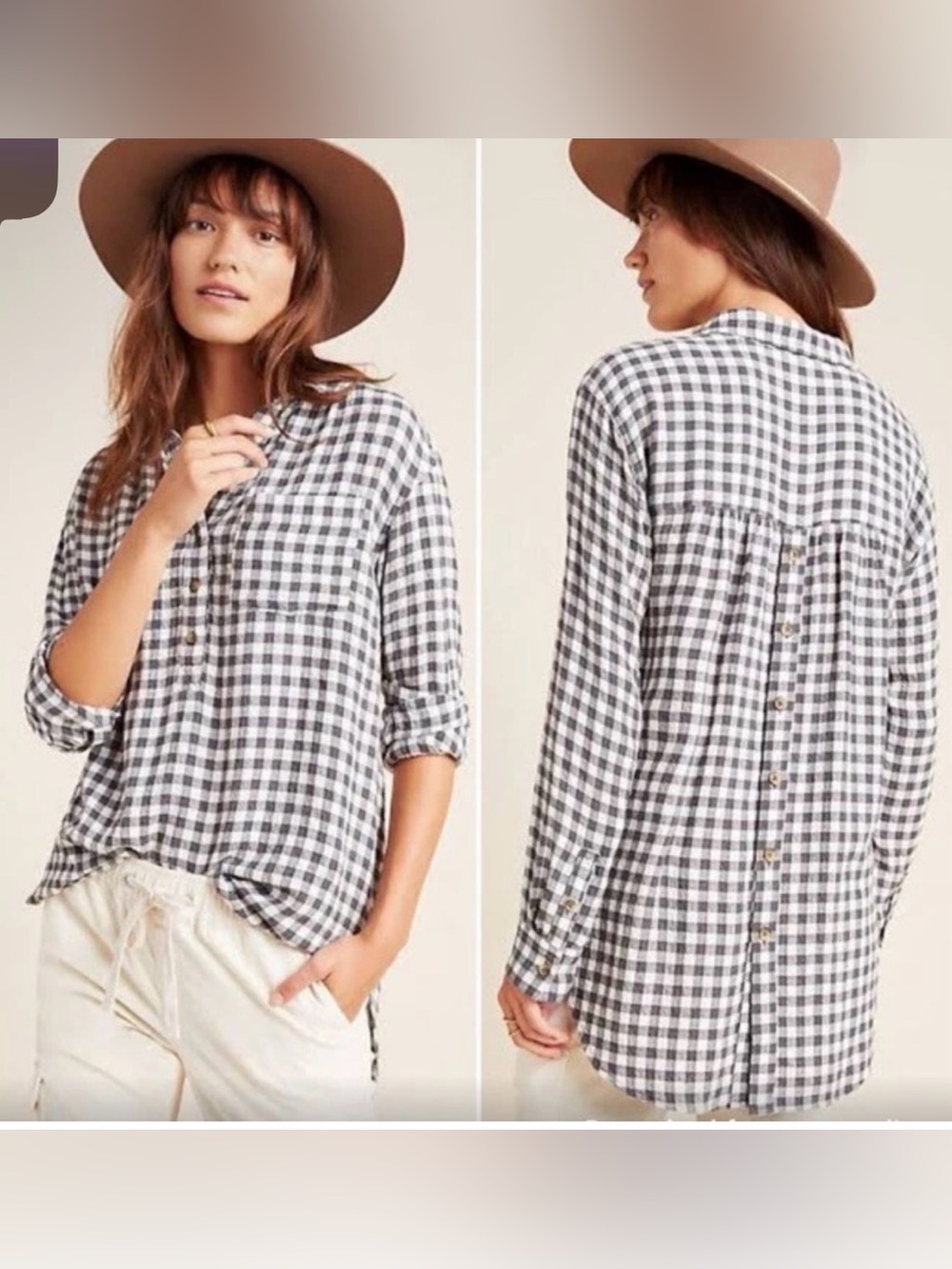 Anthropologie Isadora Button-Back Tunic